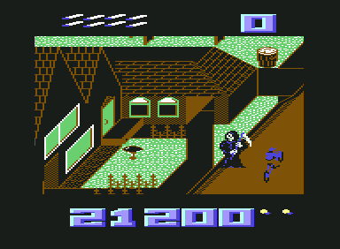 Paperboy (Commodore 64) screenshot: Better stay away from Grim Reaper, Paperboy