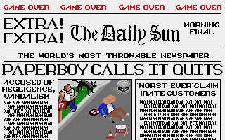 Paperboy (Atari ST) screenshot: Game over