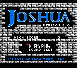 Joshua & the Battle of Jericho (NES) screenshot: Title screen/main menu