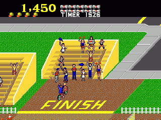 Paperboy (Genesis) screenshot: Paperboy's fan club at the end of each day.