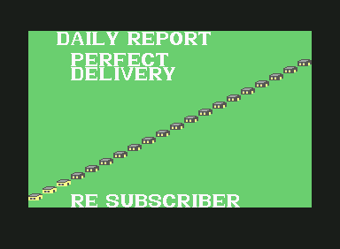 Paperboy (Commodore 64) screenshot: Paperboy makes a perfect delivery