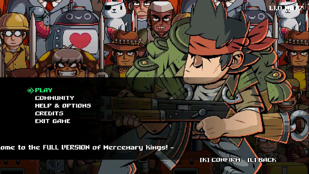 Mercenary Kings (Windows) screenshot: Main menu