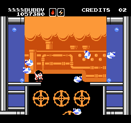 Parasol Stars: The Story of Bubble Bobble III (NES) screenshot: What strange looking creatures