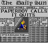 Paperboy (Game Gear) screenshot: That's it! I quit!