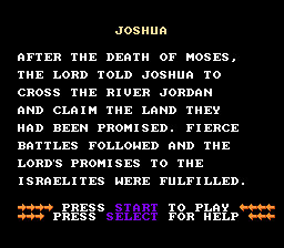 Joshua & the Battle of Jericho (NES) screenshot: The story