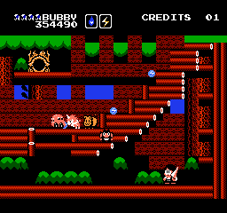 Parasol Stars: The Story of Bubble Bobble III (NES) screenshot: Stay away from the monkey