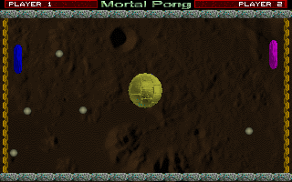Mortal Pong (DOS) screenshot: As the game progresses more and more balls are launched