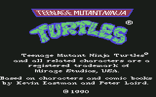 Teenage Mutant Ninja Turtles (Commodore 64) screenshot: Title screen (U. S. version)