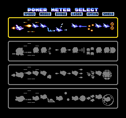 Parodius (NES) screenshot: Character Select.