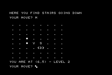 The Wizard's Castle (Commodore PET/CBM) screenshot: View the map to see where you are.
