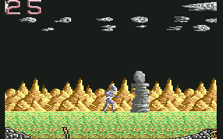 Shadow of the Beast (Commodore 64) screenshot: If I break this stone pile...
