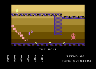 Jet Set Willy (Atari 8-bit) screenshot: The Hall