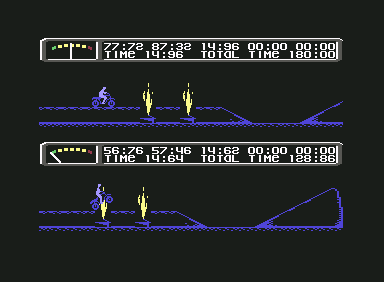 Kikstart 2 (Commodore 64) screenshot: Watch out for the flames