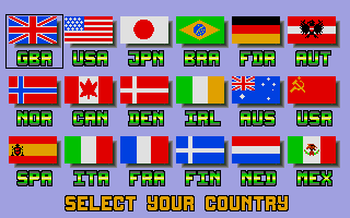 Winter Challenge: World Class Competition (Atari ST) screenshot: Select your country