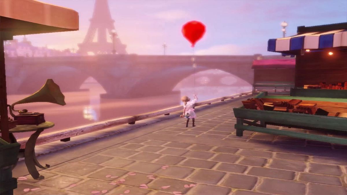 BioShock Infinite: Burial at Sea - Episode Two (Macintosh) screenshot: A little girl and red balloo... Sally?