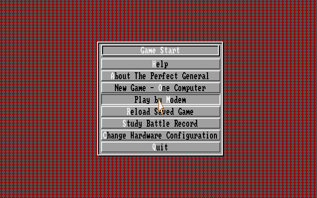 The Perfect General (DOS) screenshot: Menu Screen