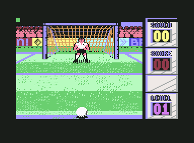 Penalty Soccer (Commodore 64) screenshot: About to shoot
