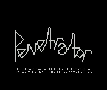 Penetrator (ZX Spectrum) screenshot: The title - written out gradually in a Turtle Graphics style