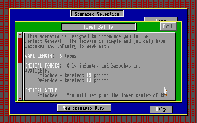 The Perfect General (DOS) screenshot: Scenario Briefing