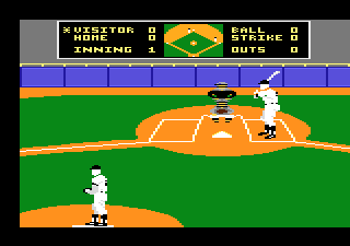 Pete Rose Baseball (Atari 7800) screenshot: The pitching and batting screen