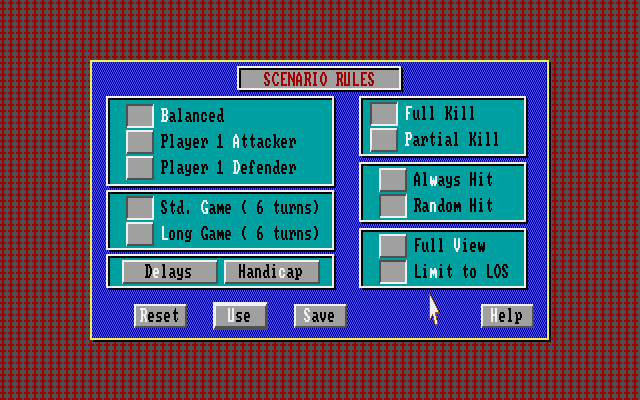 The Perfect General (DOS) screenshot: Scenario Rules