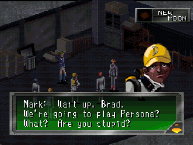 Persona (PlayStation) screenshot: Mark was white in the Japanese version - the Americans made him black...