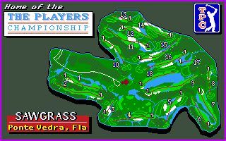 PGA Tour Golf (DOS) screenshot: Splash screen of the Sawgrass course