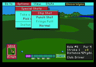 PGA Tour Golf (Genesis) screenshot: Special shots