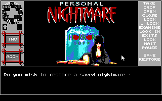 ...A Personal Nightmare (DOS) screenshot: Menu Screen