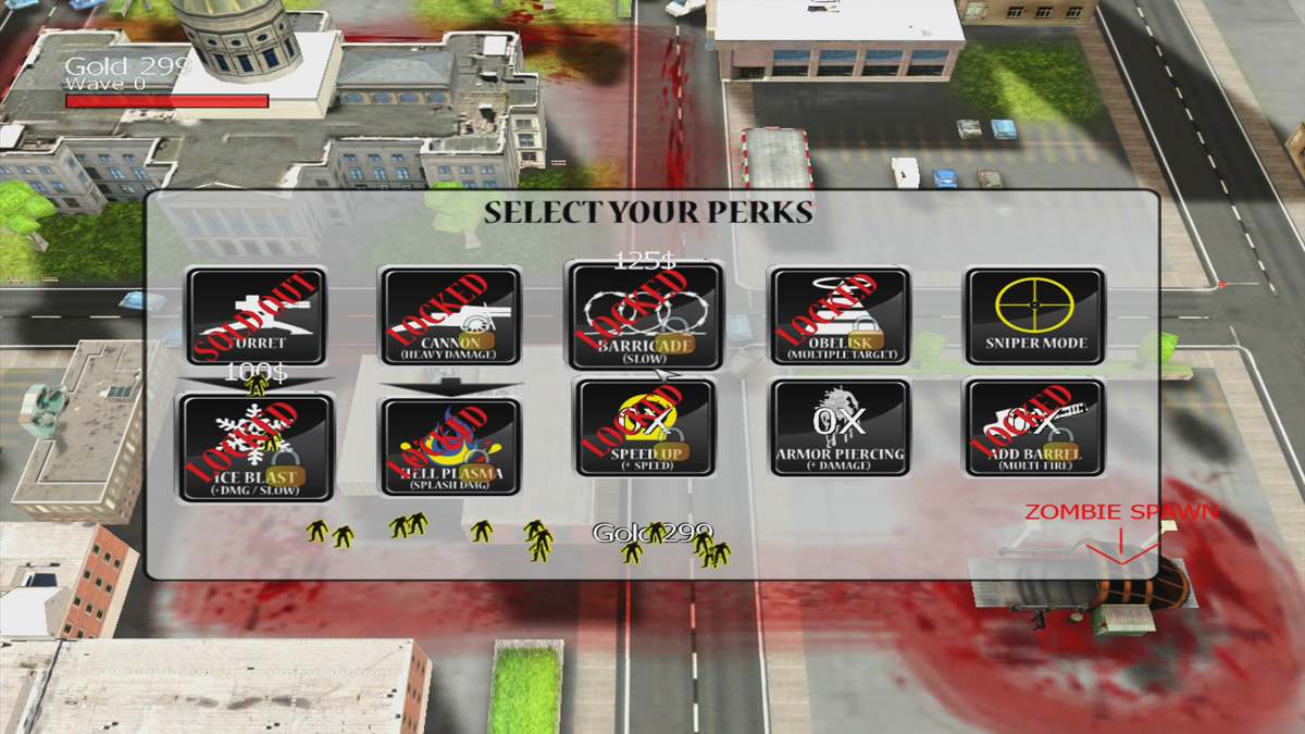 Zombie Crossing (Xbox 360) screenshot: Upgrade menu (Trial version)