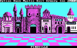 Phantasie (DOS) screenshot: Your choices in a town