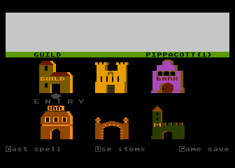 Phantasie II (Atari 8-bit) screenshot: Town Screen