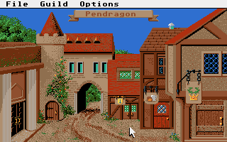 Phantasie III: The Wrath of Nikademus (Atari ST) screenshot: Inside the city Pendragon