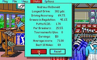 PGA Tour Golf (DOS) screenshot: Player details screen