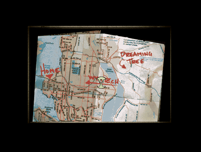 Phantasmagoria: A Puzzle of Flesh (Windows) screenshot: Map with locations of your possible movement.