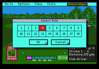 PGA Tour Golf (Genesis) screenshot: Choosing a hole