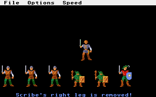 Phantasie III: The Wrath of Nikademus (Atari ST) screenshot: Wounds are specified by body location