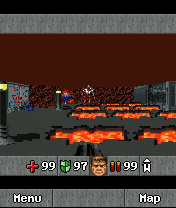 Doom RPG (J2ME) screenshot: The Reactor, the final level.