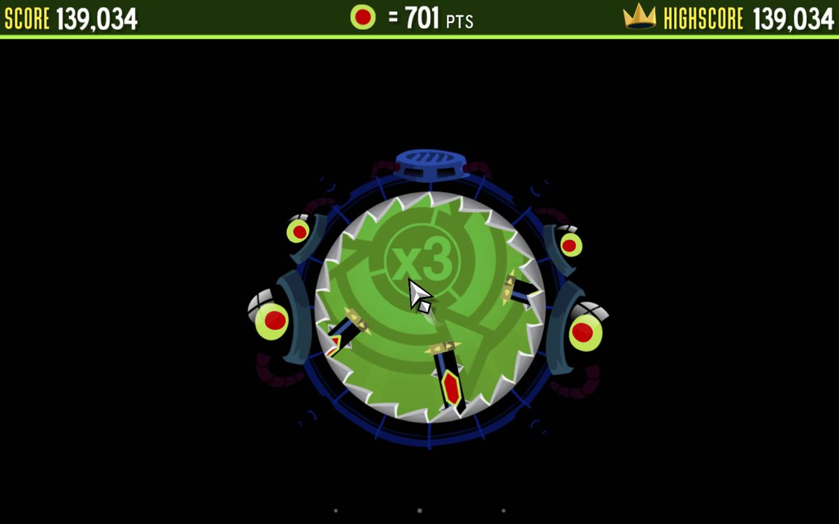 Tilt to Live 2: Redonkulous (Android) screenshot: Fighting a boss from the inside.