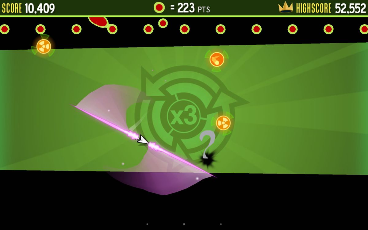 Tilt to Live 2: Redonkulous (Android) screenshot: Attacking with the double lightsaber.