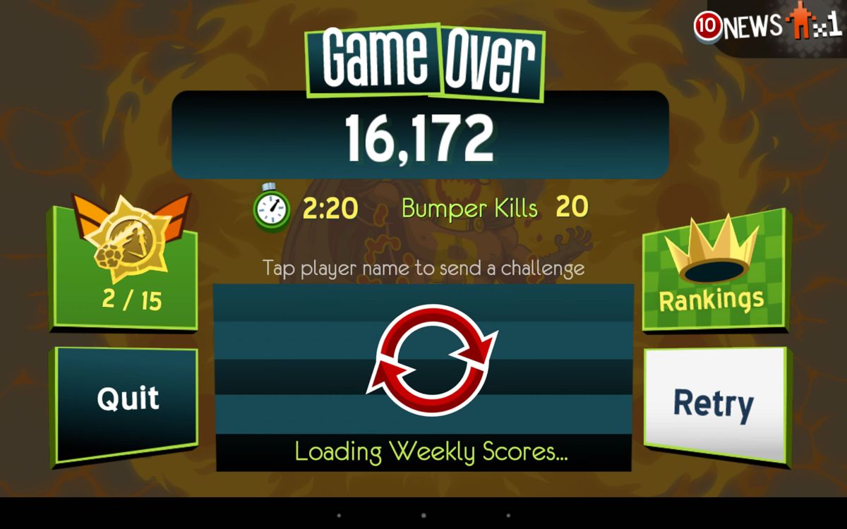 Tilt to Live 2: Redonkulous (Android) screenshot: Game results
