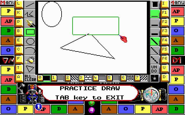 Pictionary: The Game of Quick Draw (DOS) screenshot: free form drawing - EGA