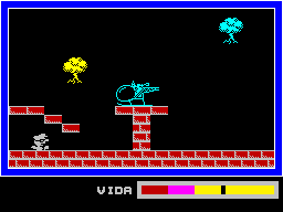 Phantomas (ZX Spectrum) screenshot: Quite stormy to flight