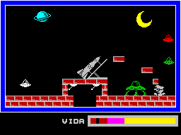 Phantomas (ZX Spectrum) screenshot: From Earth to the Moon