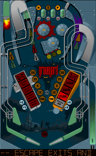 Pinball 2000 (DOS) screenshot: Graveyard Table