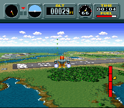 Pilotwings (SNES) screenshot: Flying around with the rocketbelt
