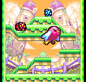 Pikubi (ExEn) screenshot: Jump from platform to other platforms to kill enemies before they glue one to another.