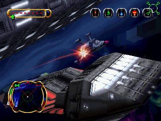 Invasion from Beyond (PlayStation) screenshot: Asteroid Level flying through the fleet.