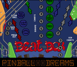 Pinball Dreams (SNES) screenshot: Beat Box board overview.