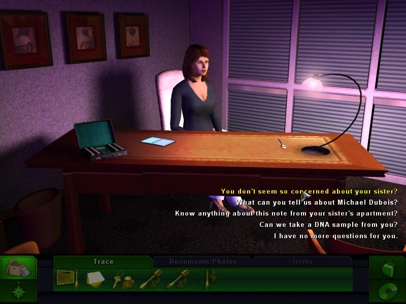 CSI: Crime Scene Investigation - 3 Dimensions of Murder (Windows) screenshot: Questioning a suspect